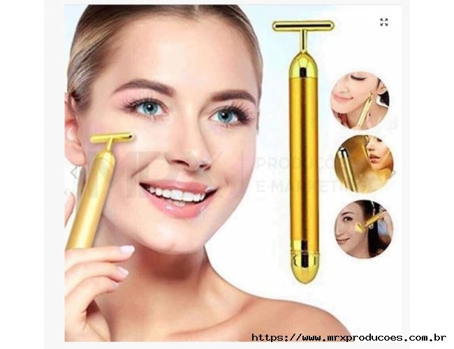 Massageador Facial Eltrico Gold 24k Harmonizao Anti-rugas